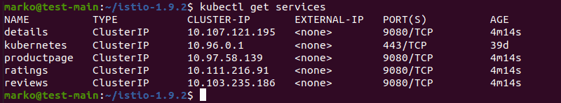 Checking active services using kubectl