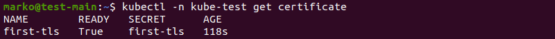 Checking the certificate made in cert-manager using kubectl