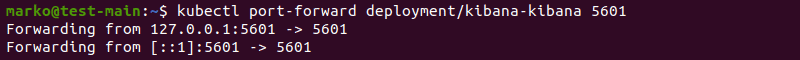 Forwarding Kibana to port 5601 using kubectl