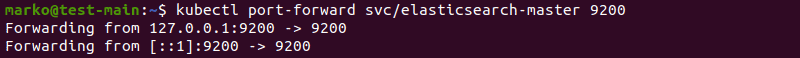 Forwarding Elasticsearch to port 9200 using kubectl