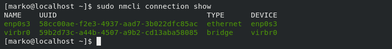 Checking the available network connections before bridge creation