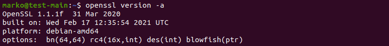 Checking the OpenSSL version installed on the system