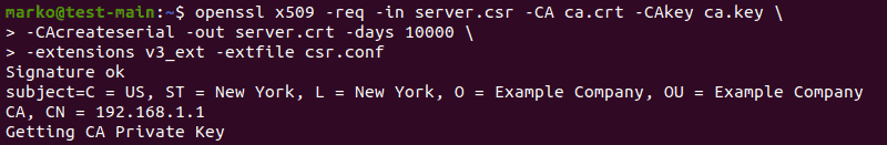 Generating a certificate in OpenSSL