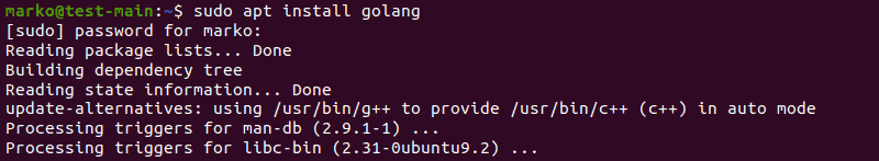 Installing the Go language packages using apt
