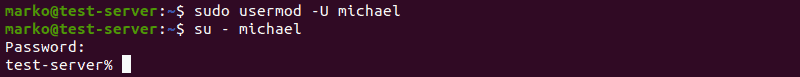 Unlocking an account with usermod -U