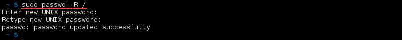 Terminal output of the command passwd -R