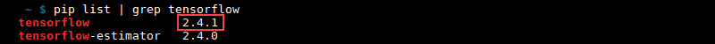 pip list grep tensorflow version output