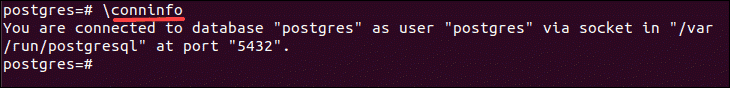 Checking information on postgres connection.