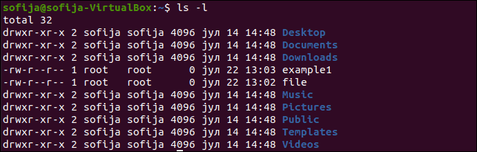 Print out a lond listing format of files and directories with ls -l command.