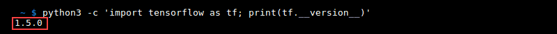 python3 -c tensorflow version terminal output