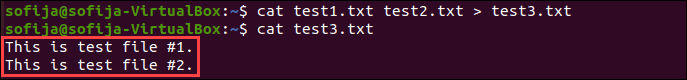 Redirect content of multiple files using the cat command.