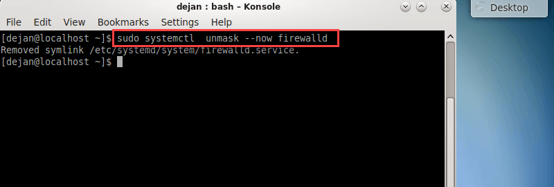 unmask firewalld service