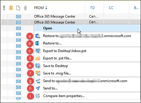 restore single item from a mailbox