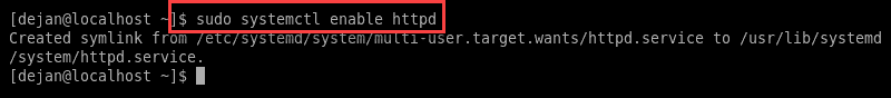 Command to enable Apache on startup