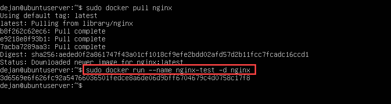 docker run image command in the linux terminal