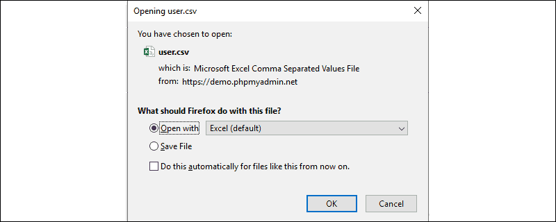 A prompt allowing you to save file in CSV format