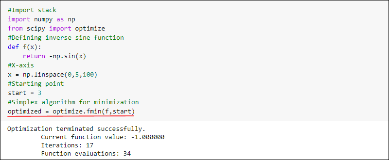 SciPy optimize fmin example