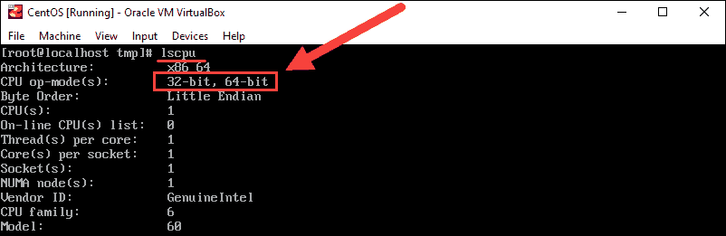 find cpu model of centos machine
