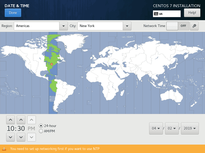 Select the Time zone and Date.