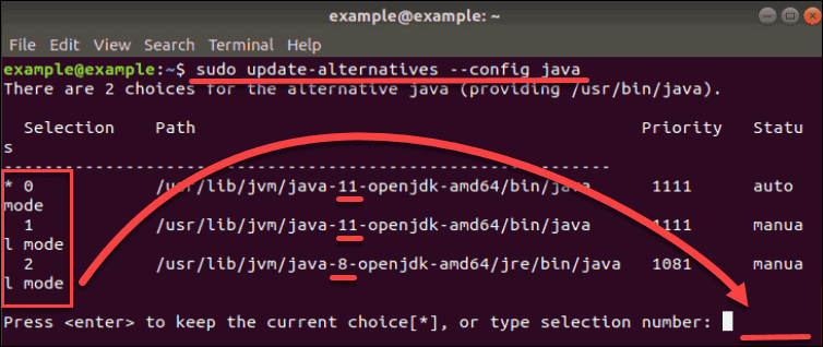 How to select the default Java version.