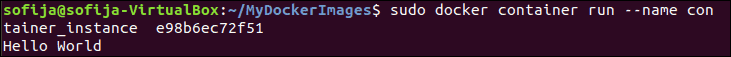 Use the docker container run command and set the container name.