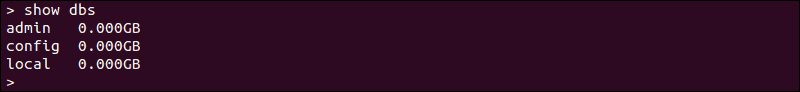 show dbs command Listing of MongoDB databases