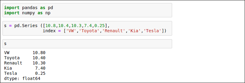A simple example of a pandas Series.