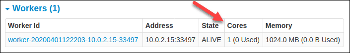 Slave server CPU cores configuration in Web UI.