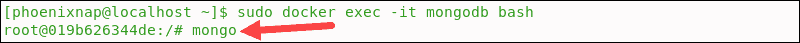 The image confirms we have access to the MongoDB shell.