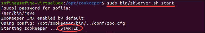 Start the ZooKeeper service.