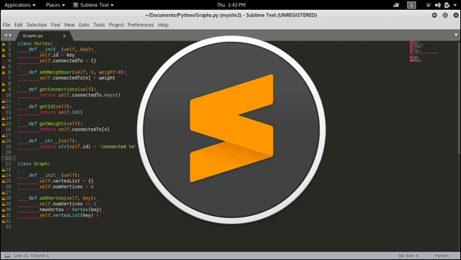 Sublime Text editor with the official Sublime Text logo in the center