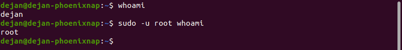 Using the sudo -u command to run a command as another user