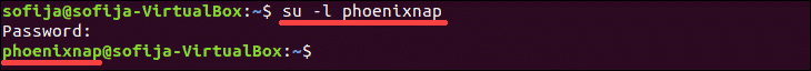 An example how to switch to a different user in Linux using the -su command