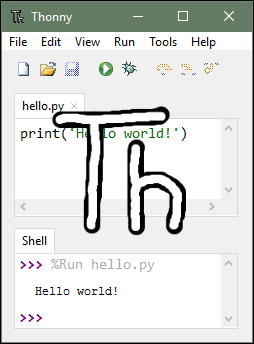 Thonny IDE with the official logo in the center