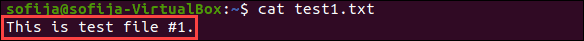 Display the content of a file using the cat command.