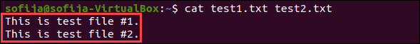 Use the cat command to show content of multiple files.