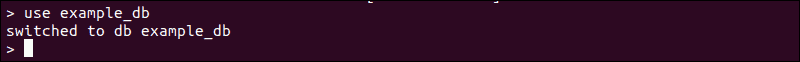 example of the Use command creating a new database in mongodb