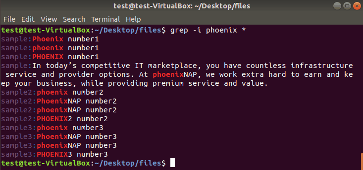 example of how to use the i operator to search files with grep