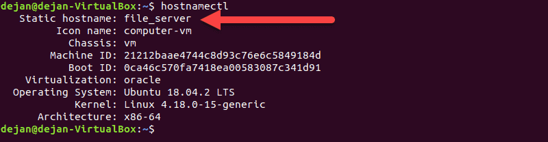 After changing a system's hostname, check it with the hostnamectl command.