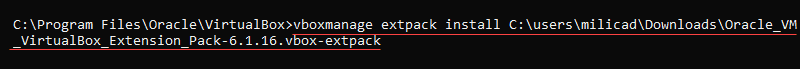 Using the VBoxManage tool in CMD