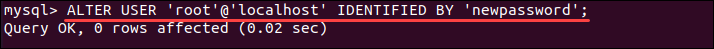 ChangeMySQL root password for MySQL container.