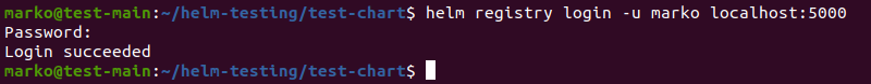 Logging into the container registry using the helm registry login command.