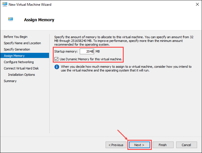 Set virtual machine memory