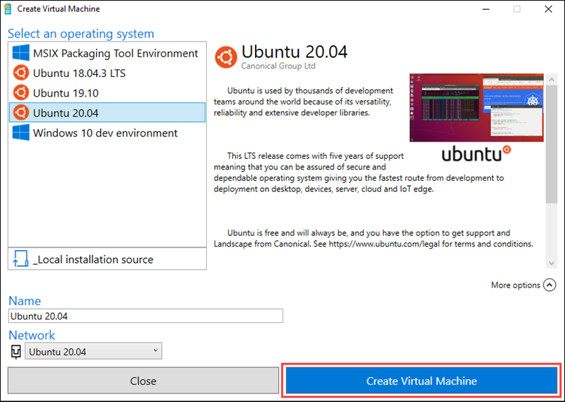 Create a new virtual machine