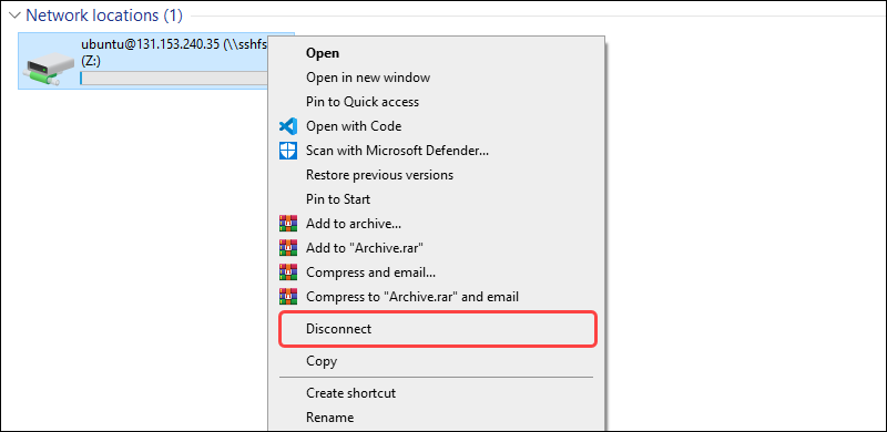 Disconnecting mounted device on Windows Explorer