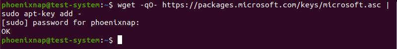 Terminal output after successfully adding GPG repository keys