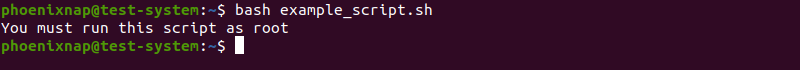 Running the script as a non-root user