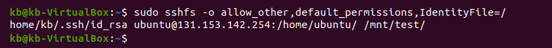 Output of the SSHFS command in Linux