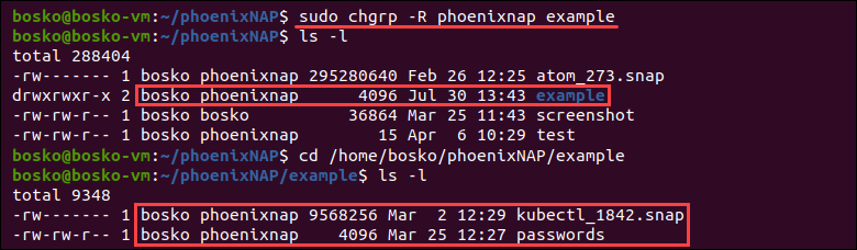Recursively change group ownership using chgrp.