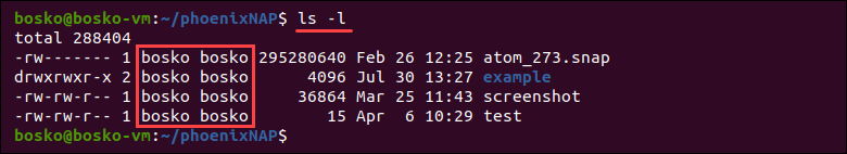 Using the ls command to see file and directory details.